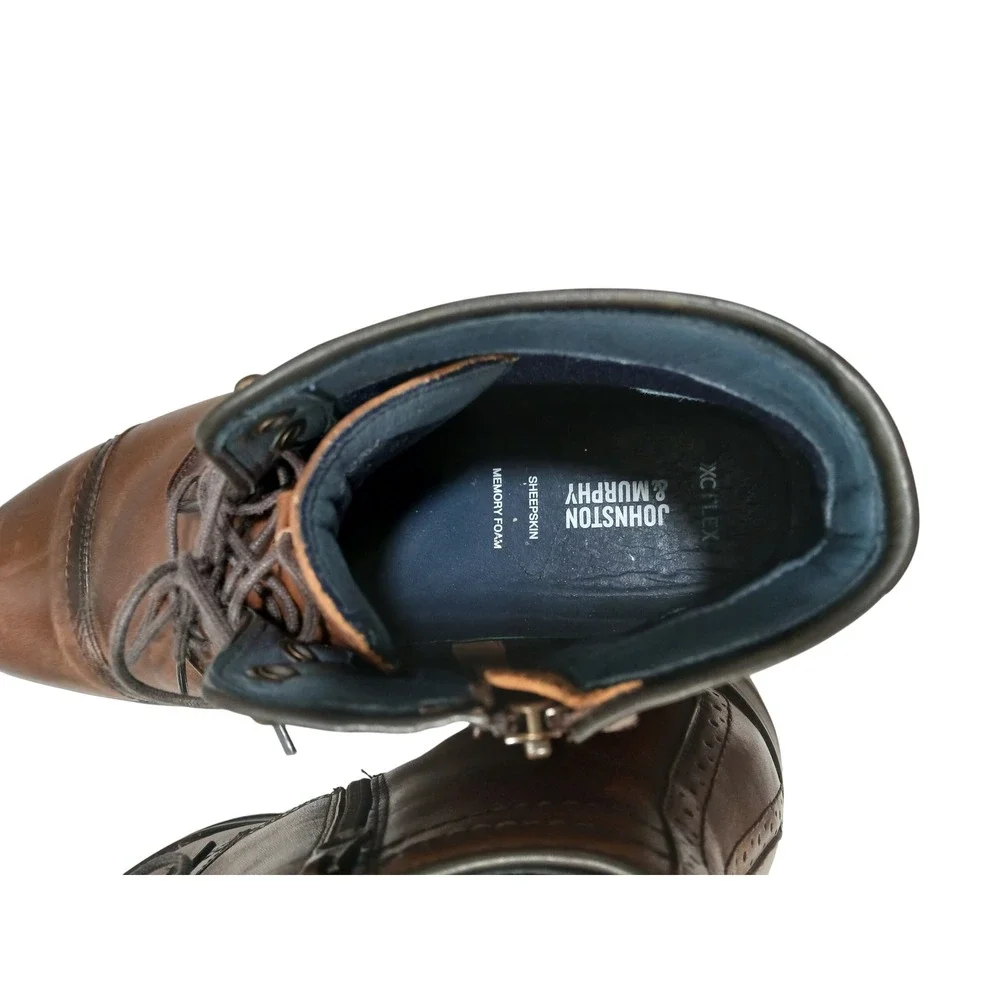 Johnston & Murphy XC Flex Mens 13 M Tan Leather Cap Toe Side Zip Boots